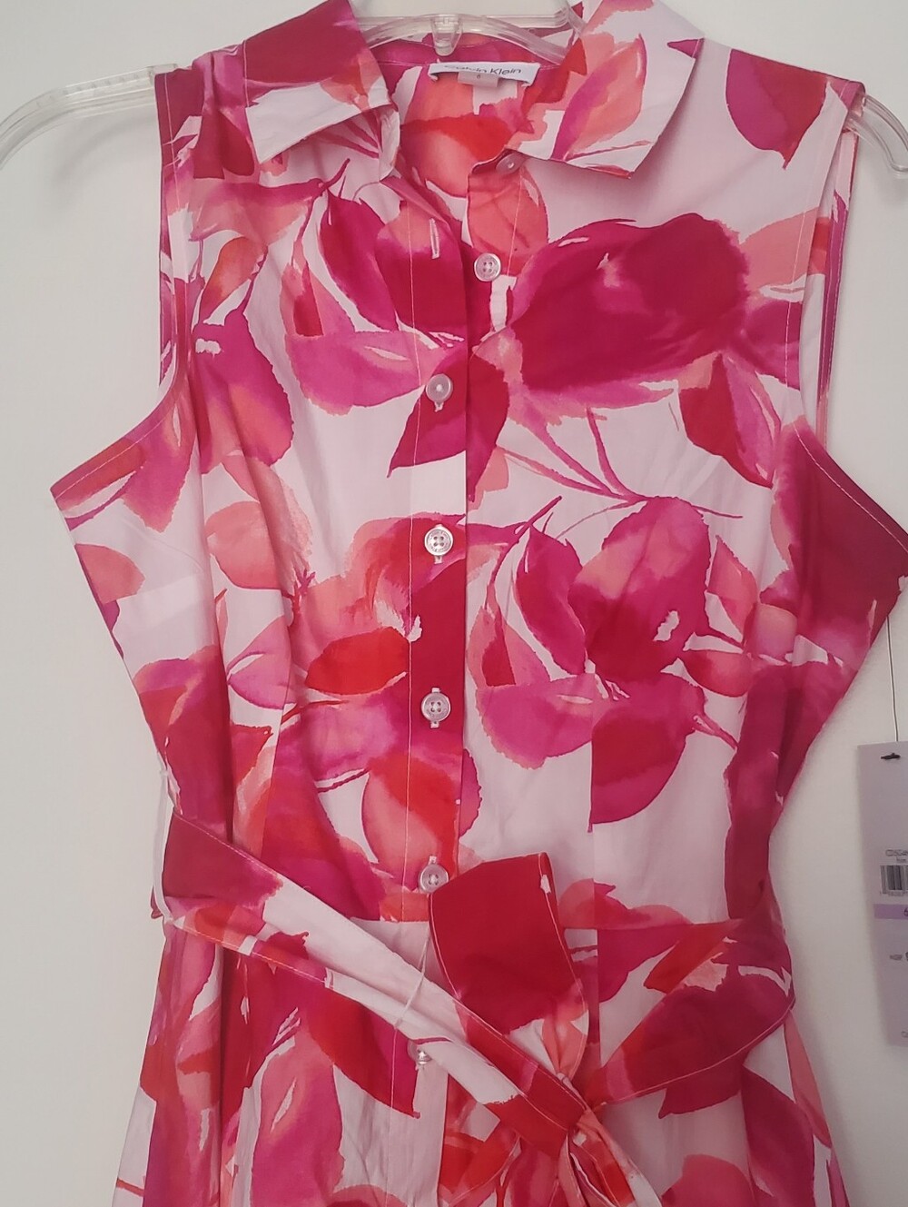 Calvin Klein Pink & White Floral Midi Dress - Picture 3 of 3